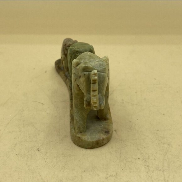 Vintage Carved Stone Trailing Elephants 3 In A Row Soapstone 4.5” Long - Picture 11 of 14